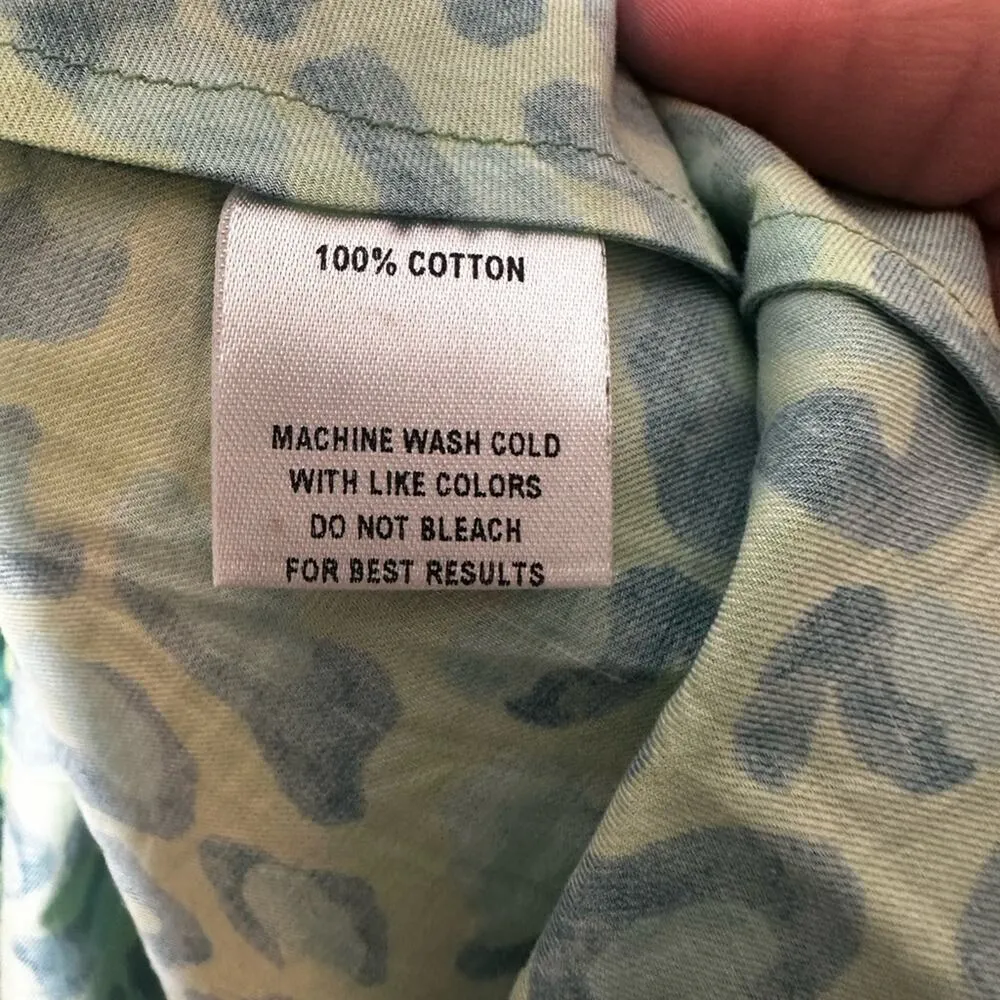 TUCKER NYC Dani‎ Dress Midi Tiered Ruffles Hugs & Kittens Cotton Print Green Size M - Image 6