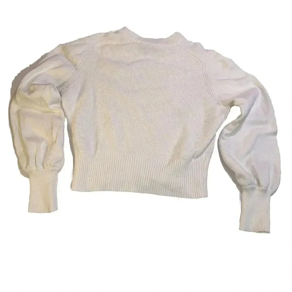 French Connection Cropped Sweater Women's Size M White Babysoft Crewneck Blouse - Image 11