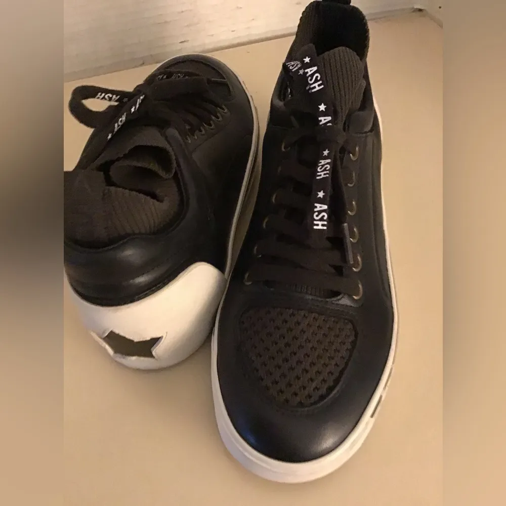 Ash women black leather platform sneaker shoes US 6.5 Euro 37 - Image 8