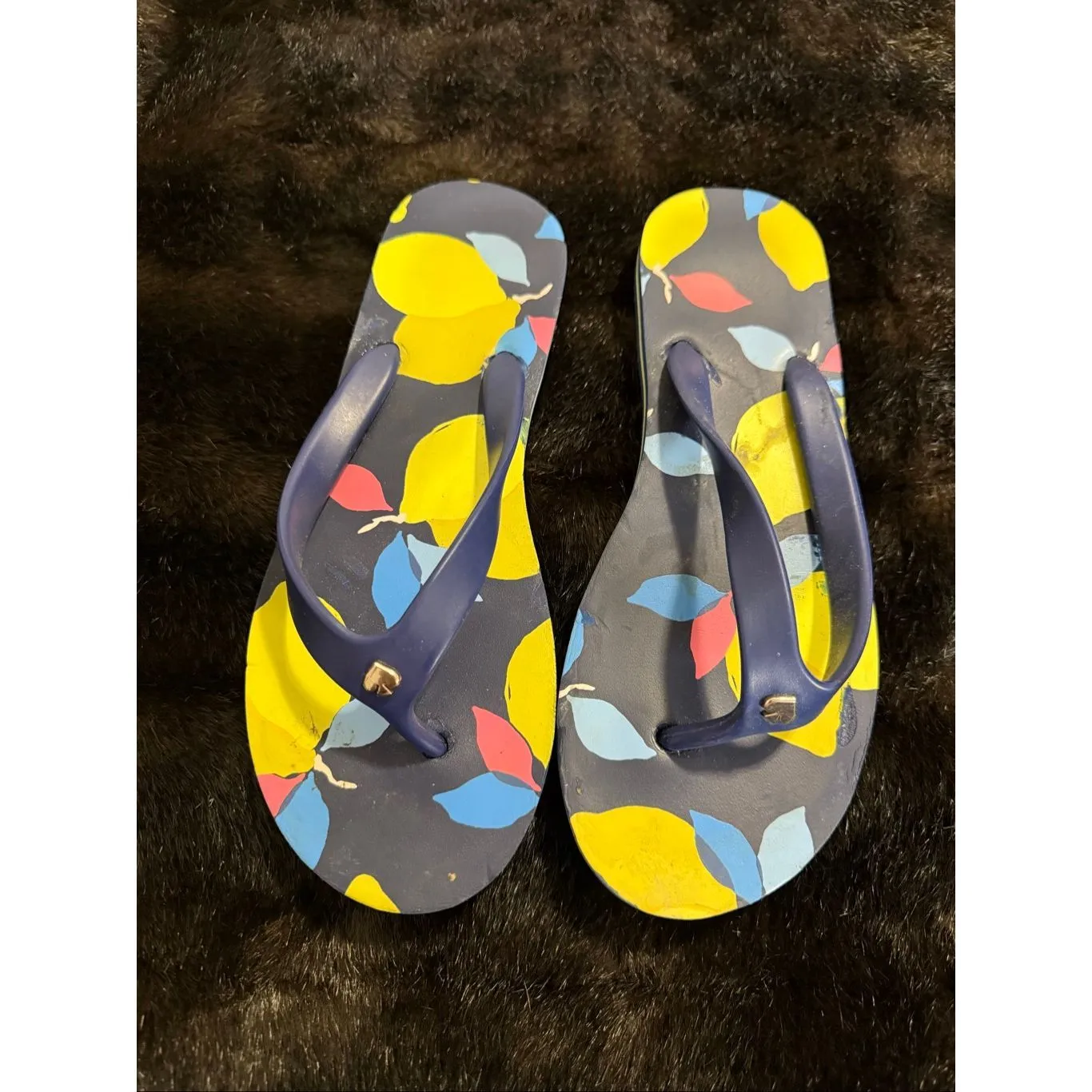 kate spade Lemon Zest Flip Flops/Sandals M 7 8 vacation holiday - Image 3