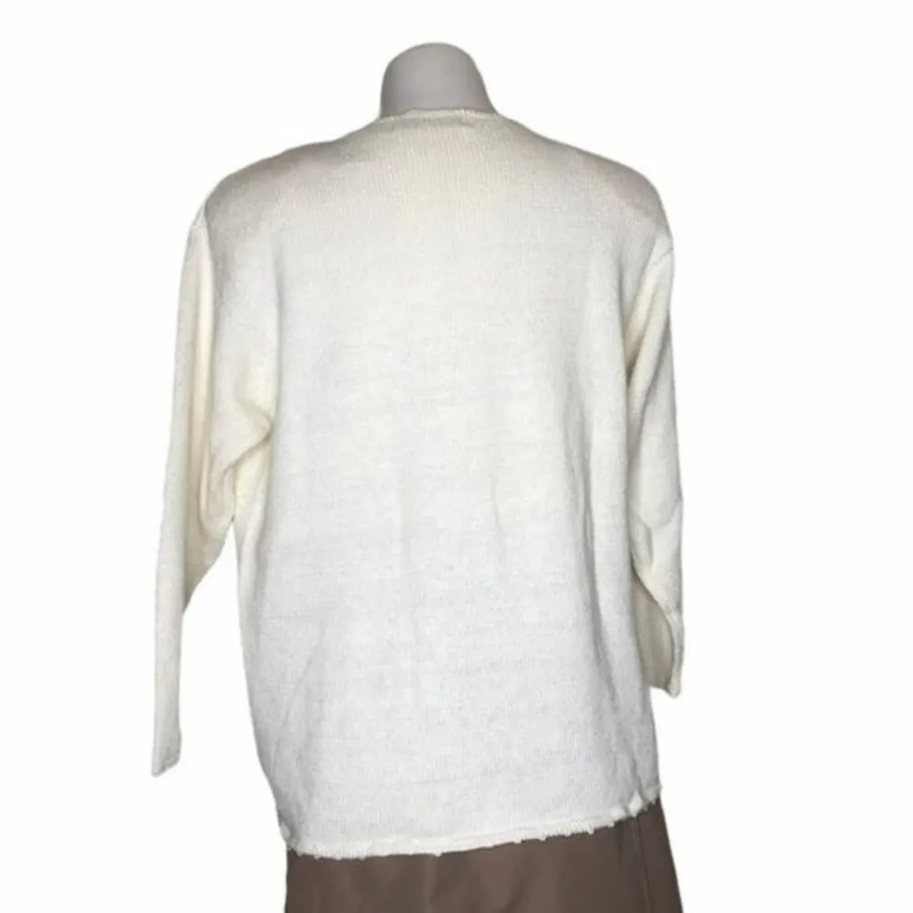 CAROLYN TAYLOR Floral Embroidered Sweater Size Medium VINTAGE - Image 2