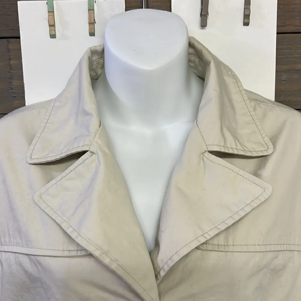Old Navy Vintage Cream Women’s Long Sleeve Button Down Trench Coat w/ Belt-Large - Image 9