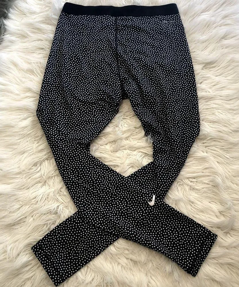 Nike  Pro dri-fit leggings, black/white Polka Dot, size large, L - Image 2