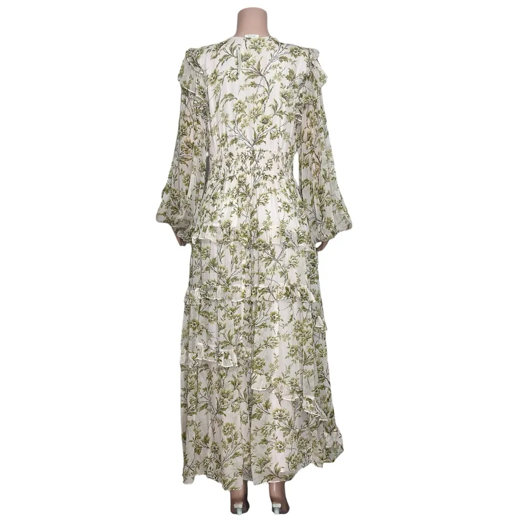 BHLDN Liana Printed V-Neck Long-Sleeve Maxi Dress, Ivory Floral, XL - Image 8