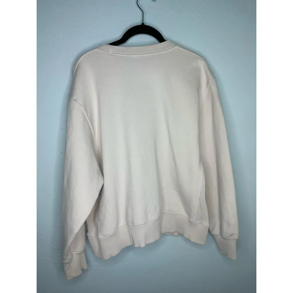 Zara Cream Crewneck Sweatshirt Women's Size Small Mock Neck Ribbed Pullover - Image 2
