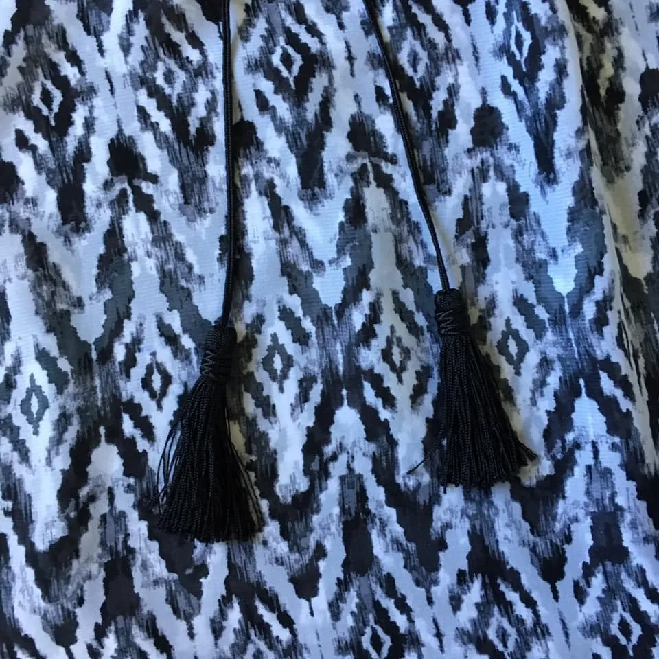 Smocked Boho Print Sleeveless Top Women L 12 14 Sheer Flowy Tank Festival Hippie - Image 2