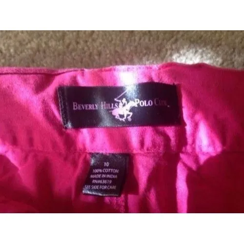 Beverly Hills Polo Club Girls Capri Pants Pink Belted Size 10 Casual - Image 5
