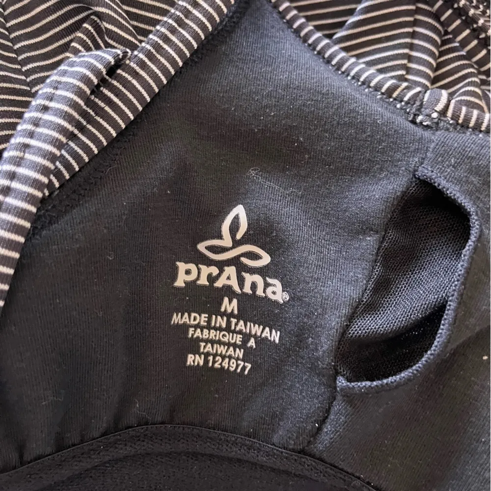 prAna Rebecca Strappy-Back Shelf Bra Athletic Dress in Black white Pinstripe - Image 13