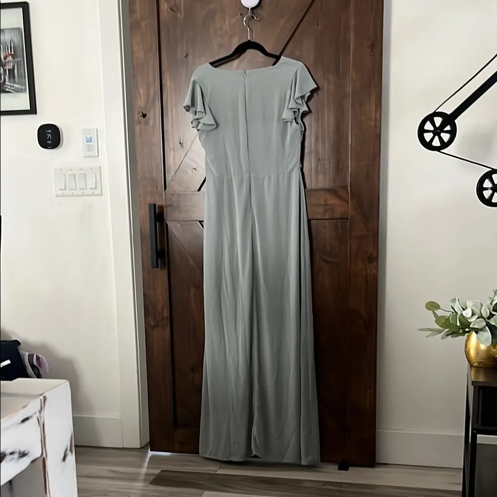 ASOS  Green Flutter Sleeve V-Neck Maxi Gown - Image 11