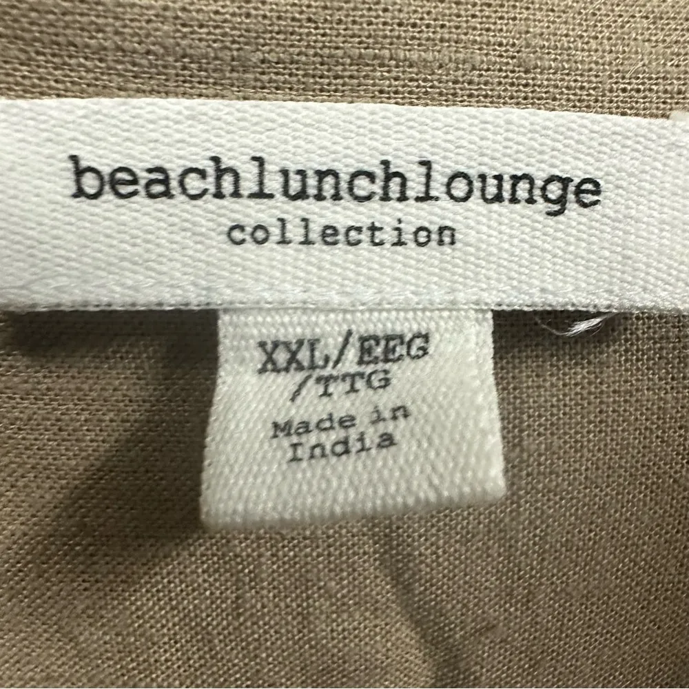 Beachlunchlounge Linen Rayon Blend Khaki Utility Long Sleeve Dress Womens XXL - Image 13