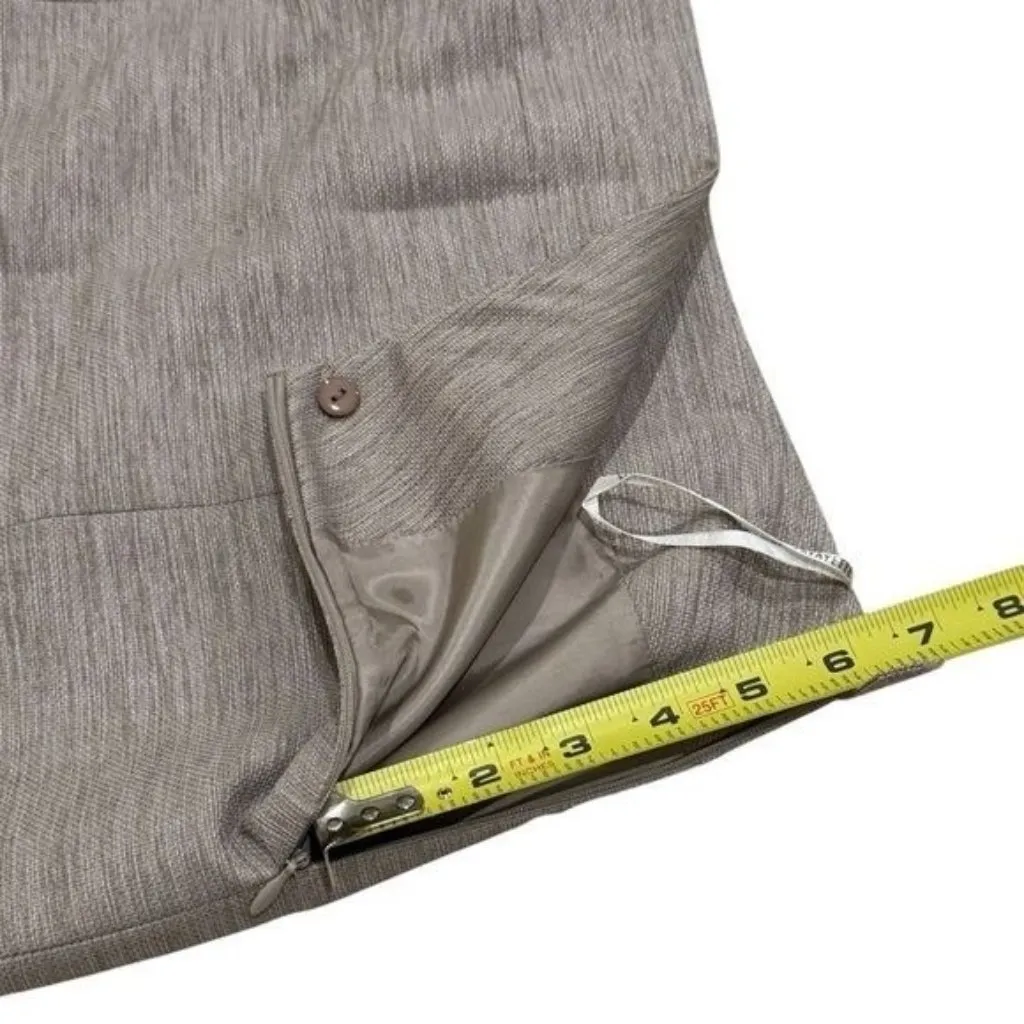 Lafayette 148 Tan and White Textured Pencil Skirt Wool‎ Blend Career Capsule 12 - Image 9