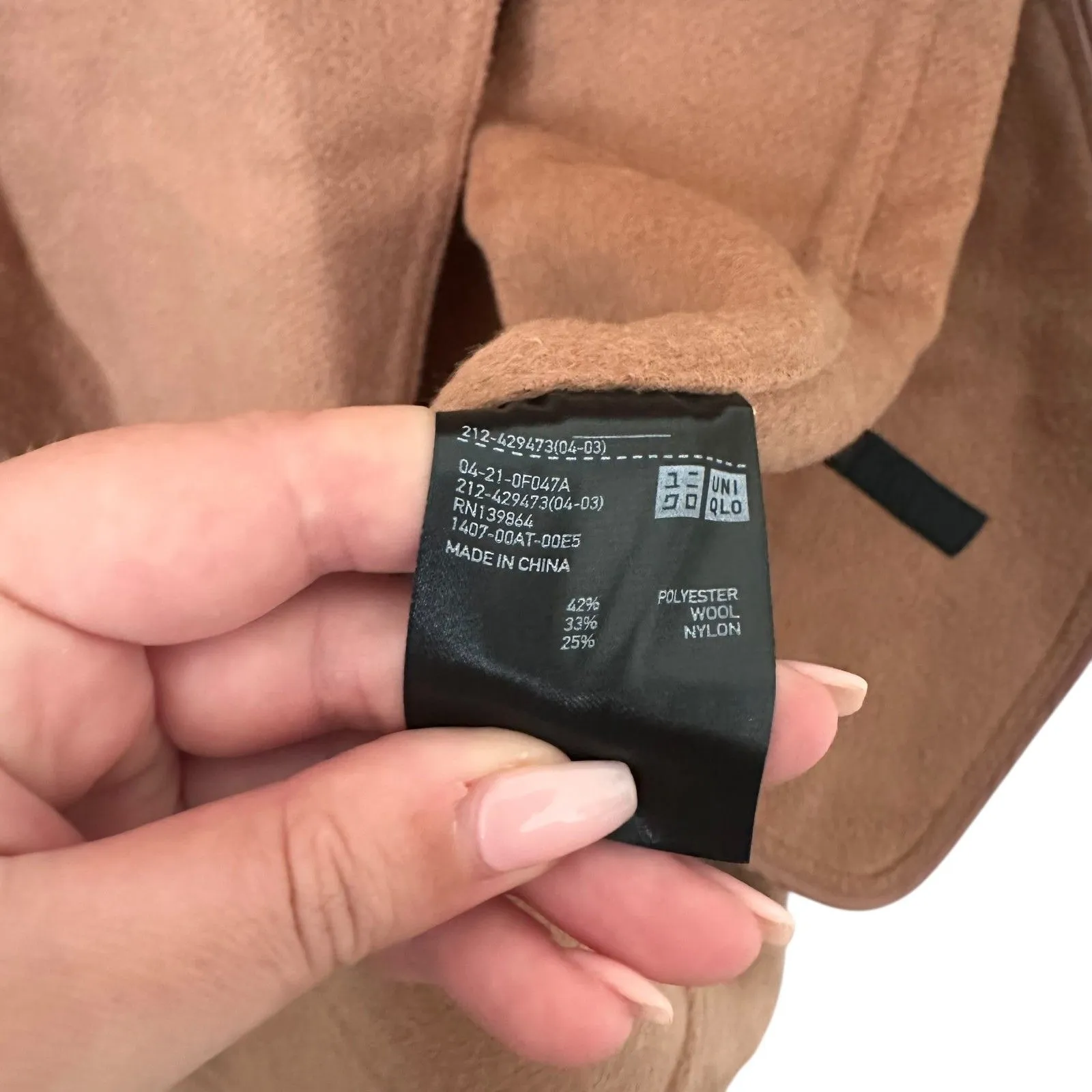 UNIQLO Double Face Wool Blend Cocoon Coat Beige Medium - Image 4