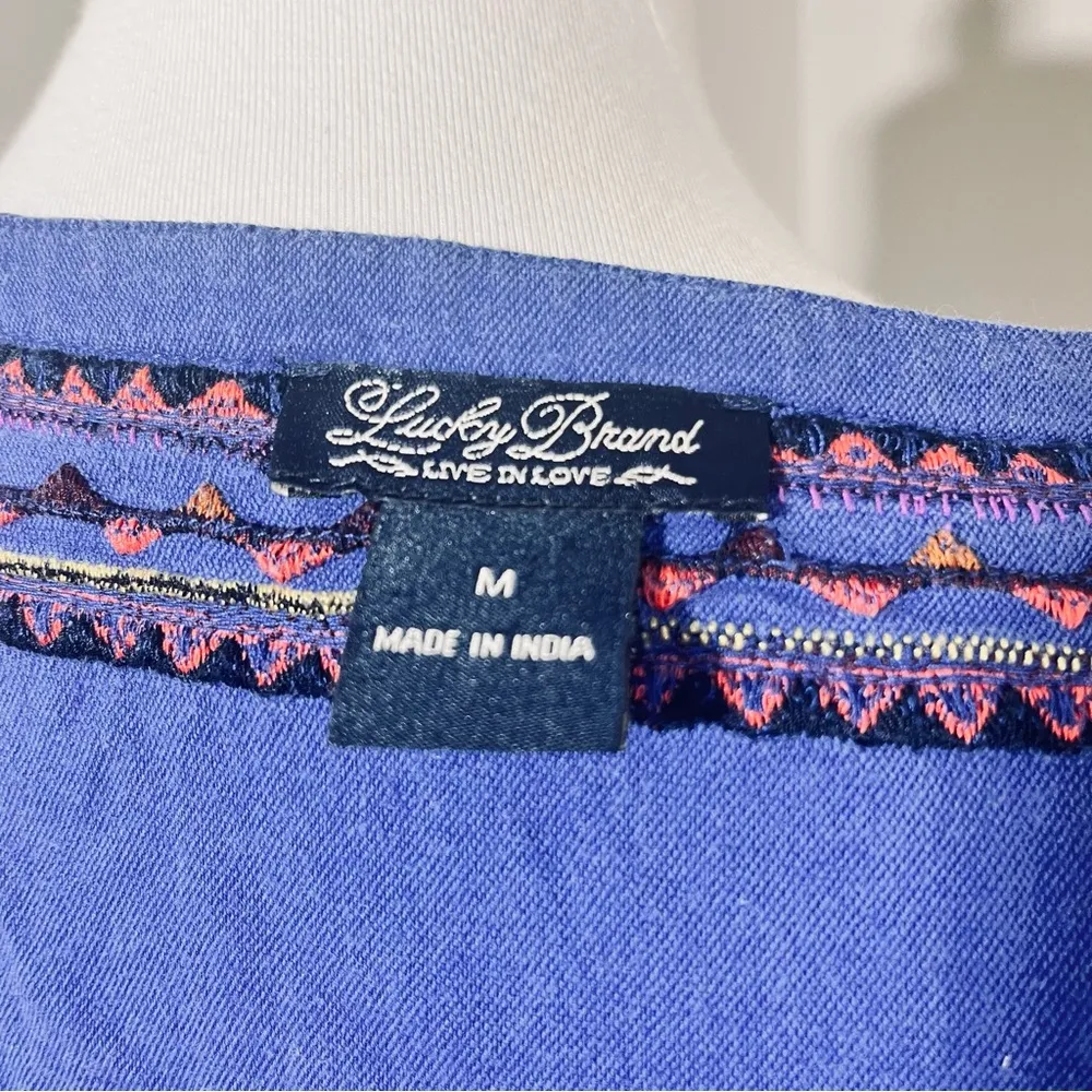 Lucky Brabd blue embroidered and beaded top size M - Image 7