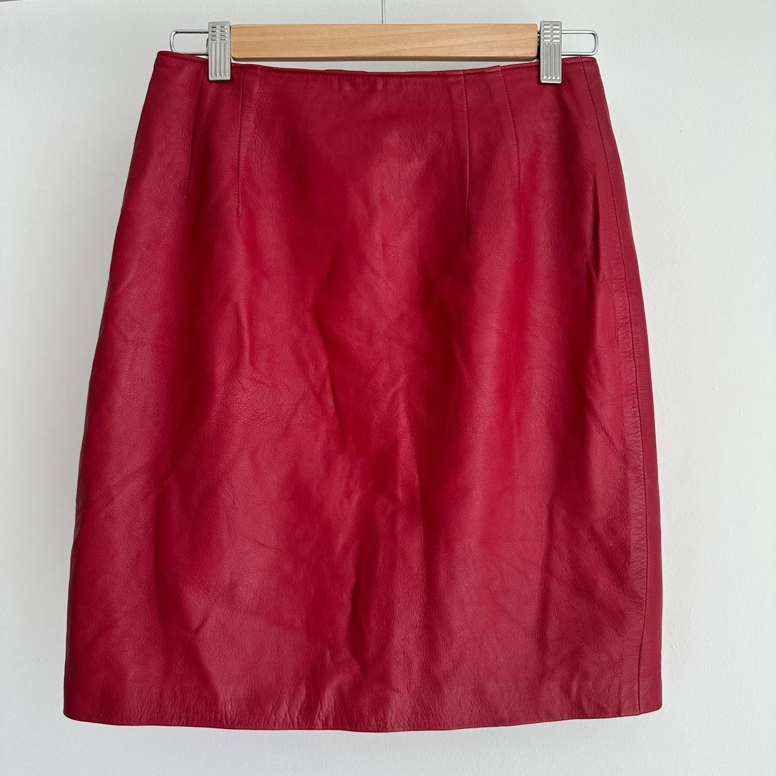 Vintage Evan Arpelli Skirt Small Red Leather Pencil High Rise 80s Party Cocktail - Image 2