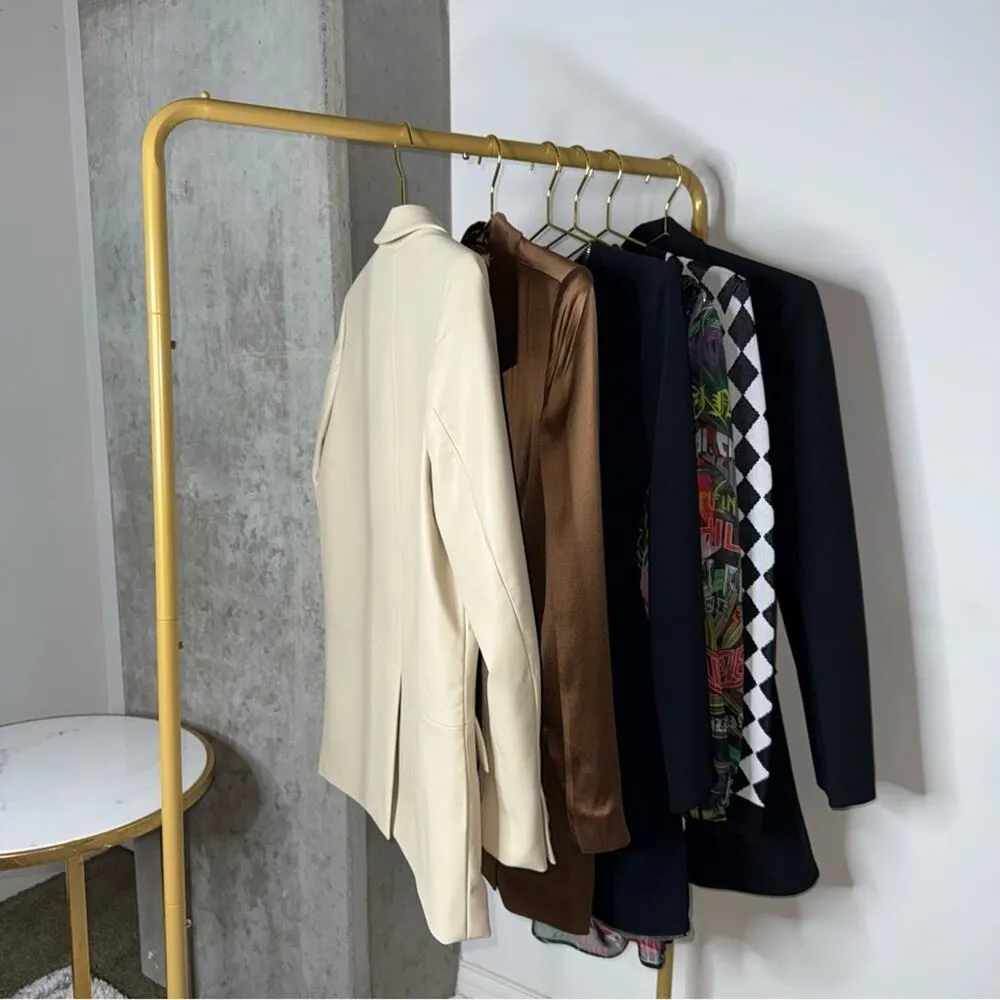 New Zara Beige Cream Oversized Faux Leather Boxy One Button Blazer - Image 10