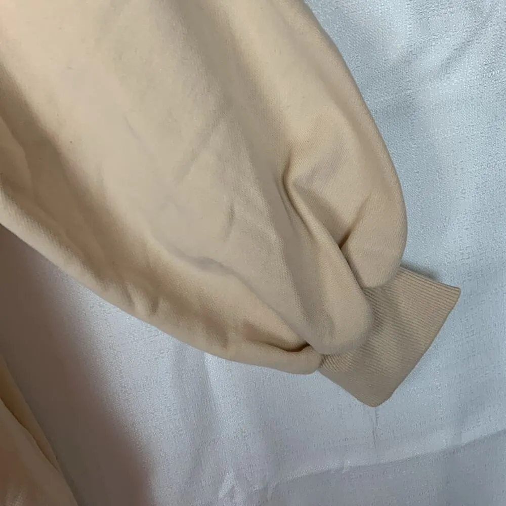 Lit Active women's small oversized cream sweatshirt pocket gym workout basic Tan - Image 5