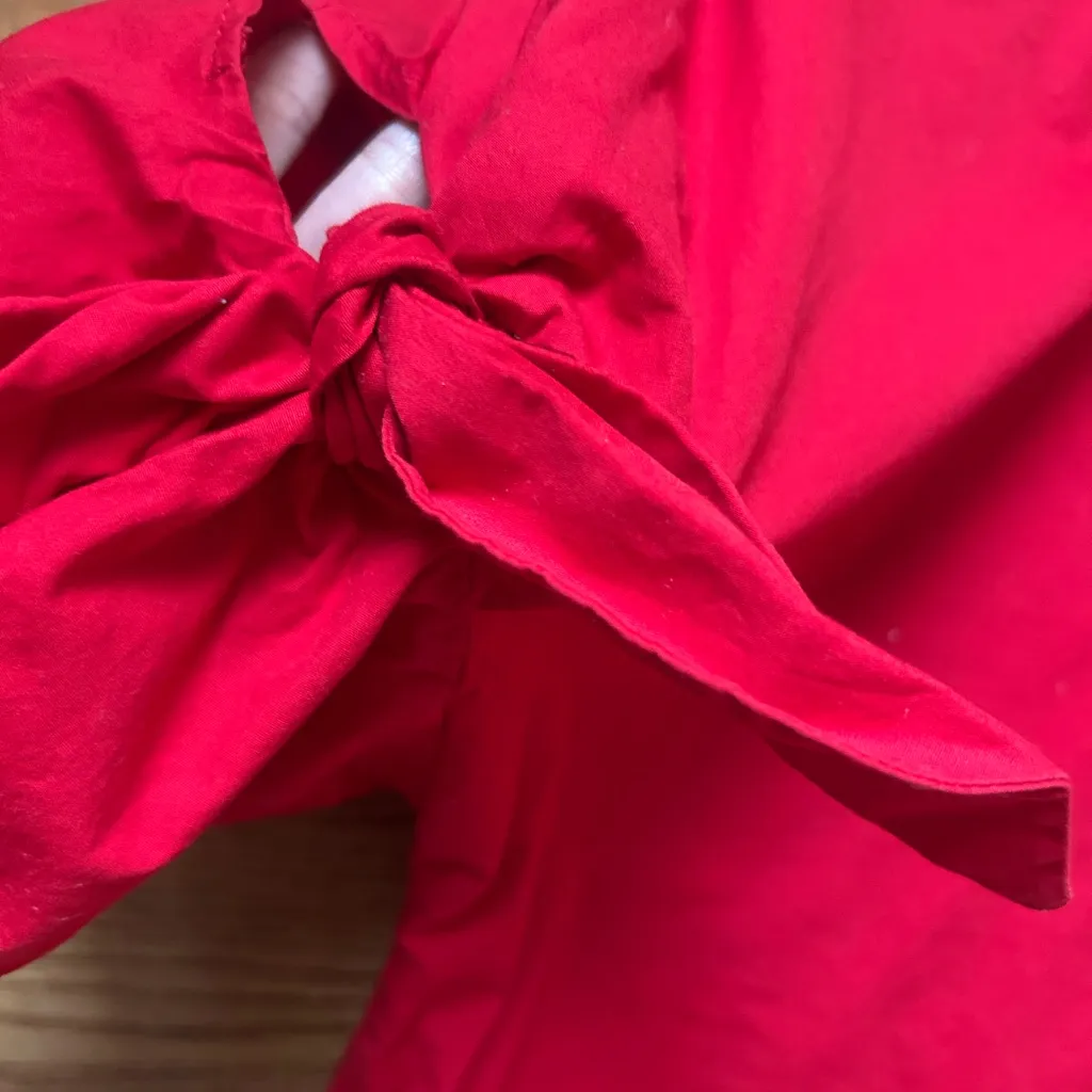 Topshop Cropped Blouse with Tie Sleeves - Image 2