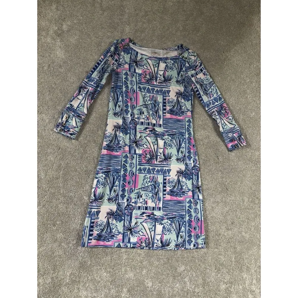 Lilly Pulitzer‎ Sophie UPF 50 Whisper Blue Yeah Buoy Jersey Dress XXS - Image 2