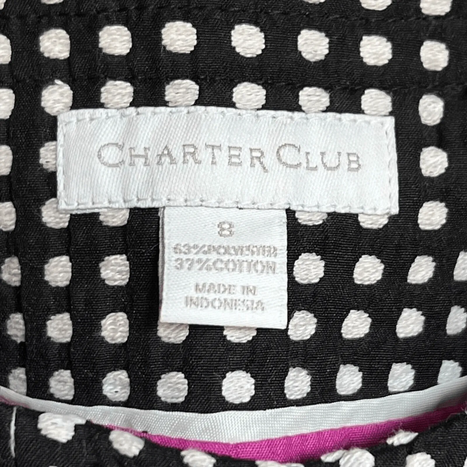 Charter Club  Size 8 Black White Polka Dot Jacket Blazer - Image 9