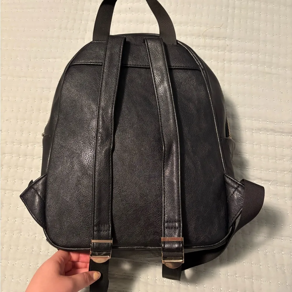 Icing Black Quilted Backpack with Gold Accents - Image 2