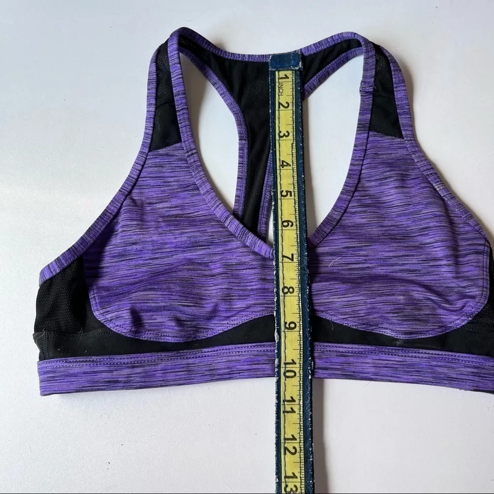 Athletic Performance Racerback Support Sports Bra Purple Black Medium - Image 7