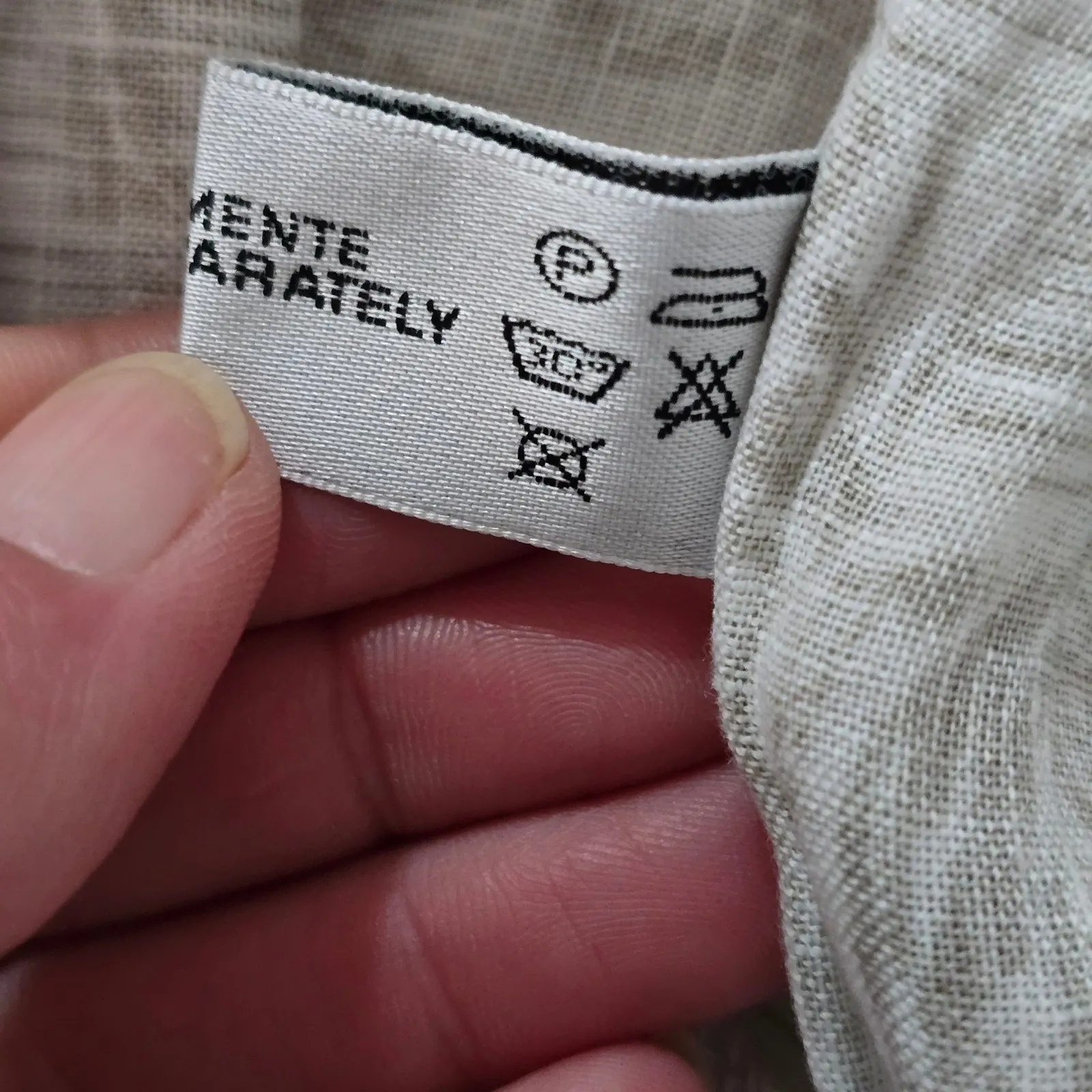 Luisa Positano Italy Linen Tiered Dress Puff Sleeve Toile Print OS Beach Cottage Tan - Image 8