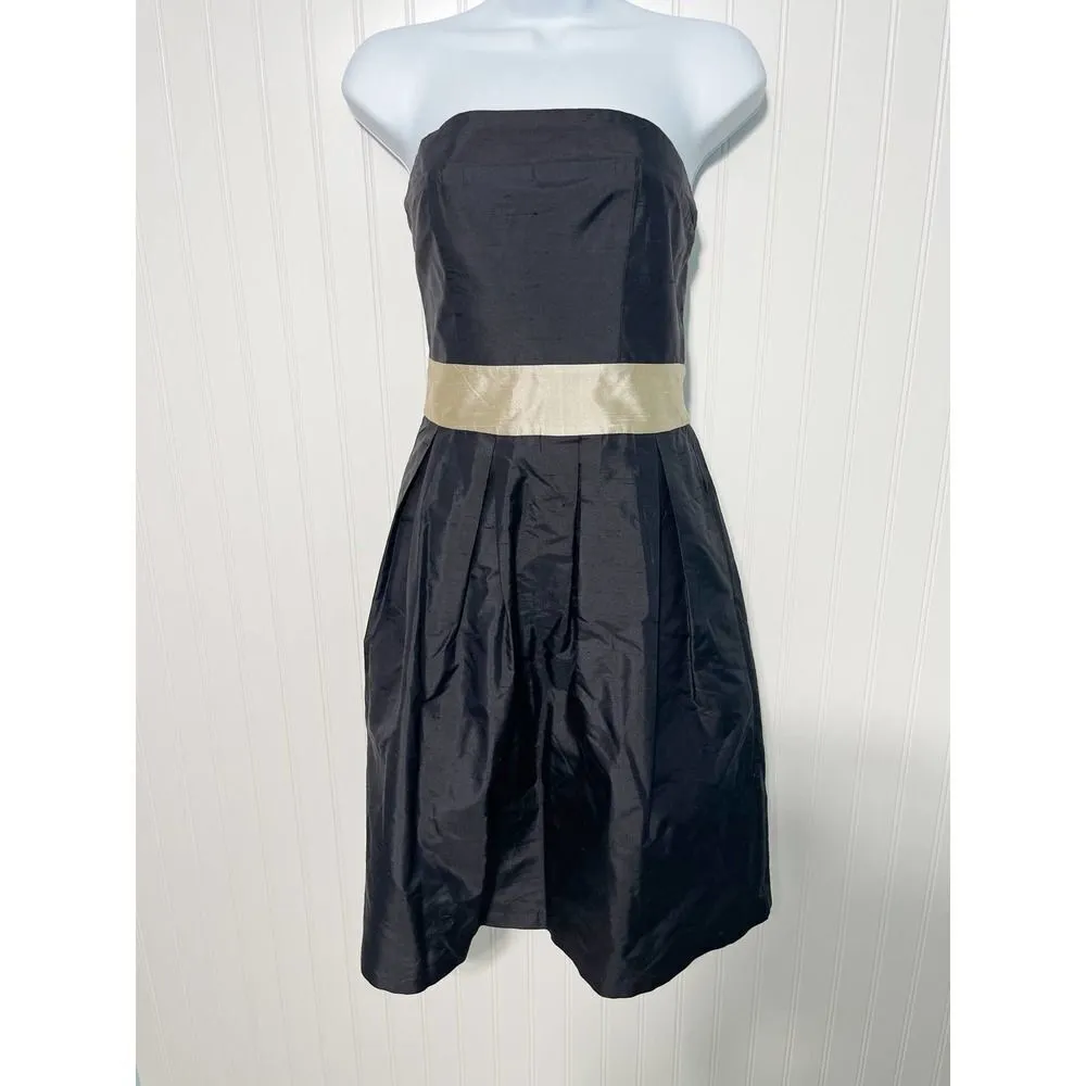 Anthropologie Wasabi Rosanna Silk Strapless Mini Dress‎ Formal Black Cream XS - Image 11