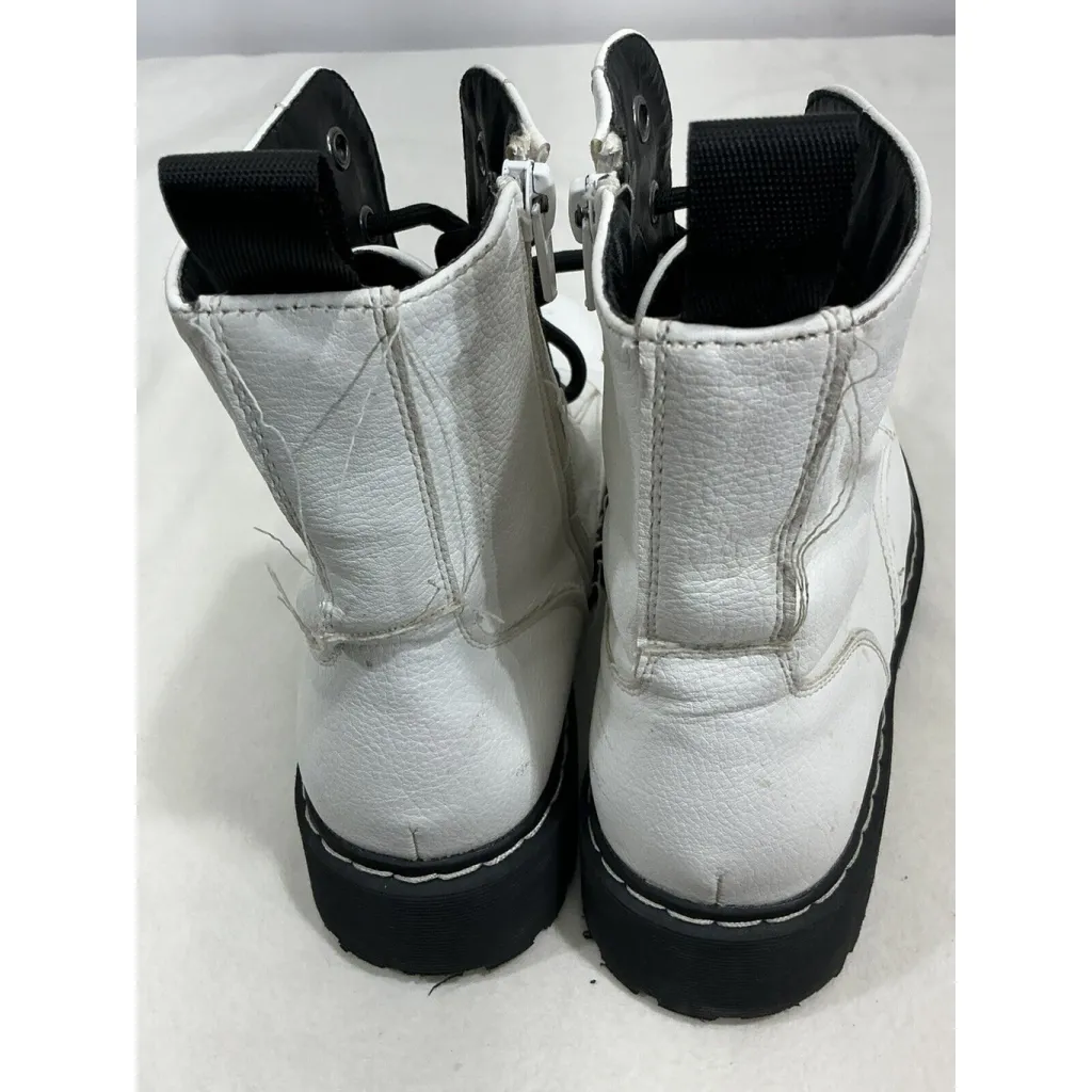 Womans Union Bay Hayden White Faux Leather Lace Up Combat Boots Size 8 M - Image 5