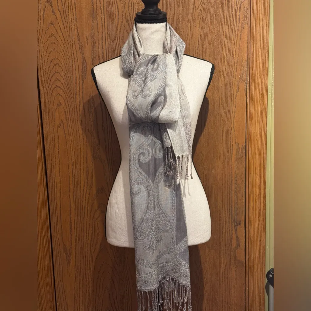 Charming Charlie Long Lightweight Paisley Boho Scarf Wrap w/ Fringe L81”X W22” - Image 5