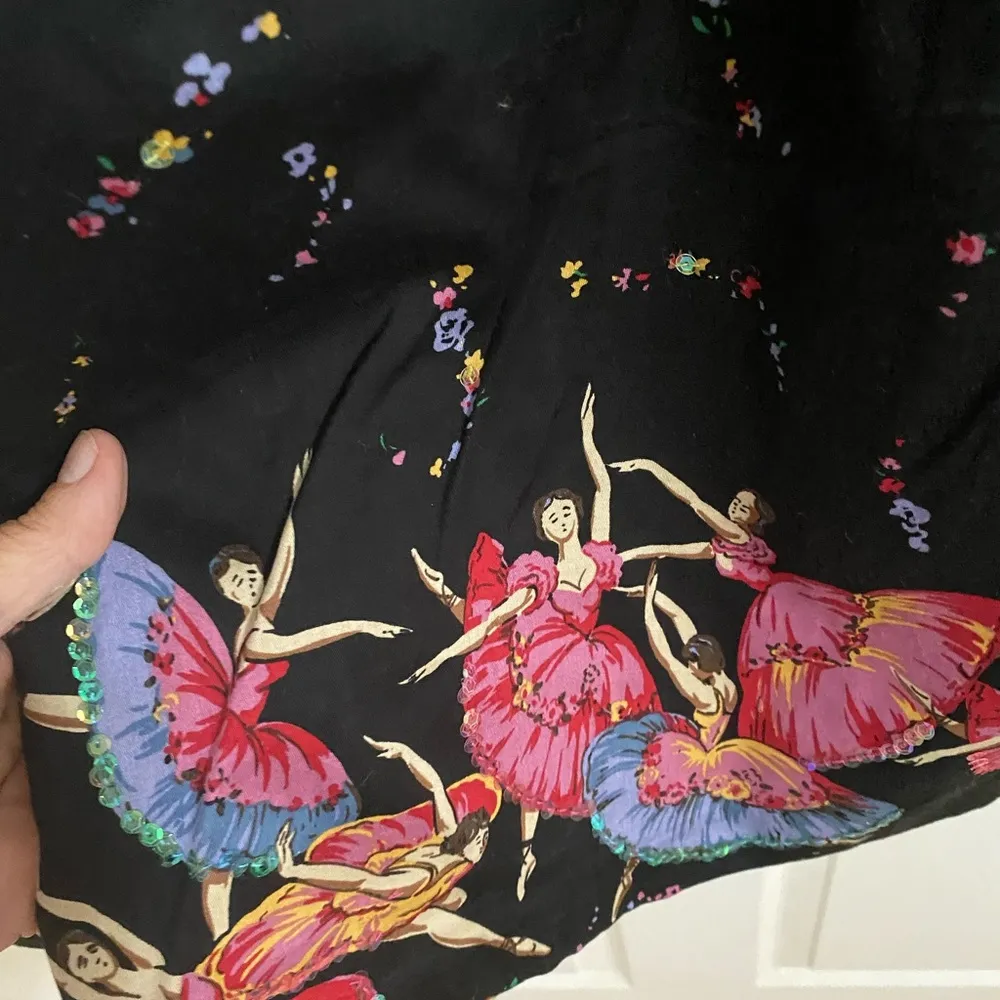 Willi Smith black floral ballerina sequin cotton skirt size 10 NWT - Image 2