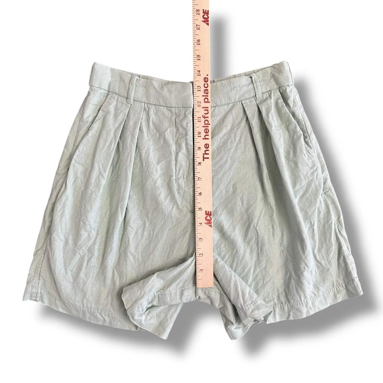 Abercrombie‎ & Fitch Linen Blend Pleated High Rise Shorts Women’s S Sage Green - Image 4