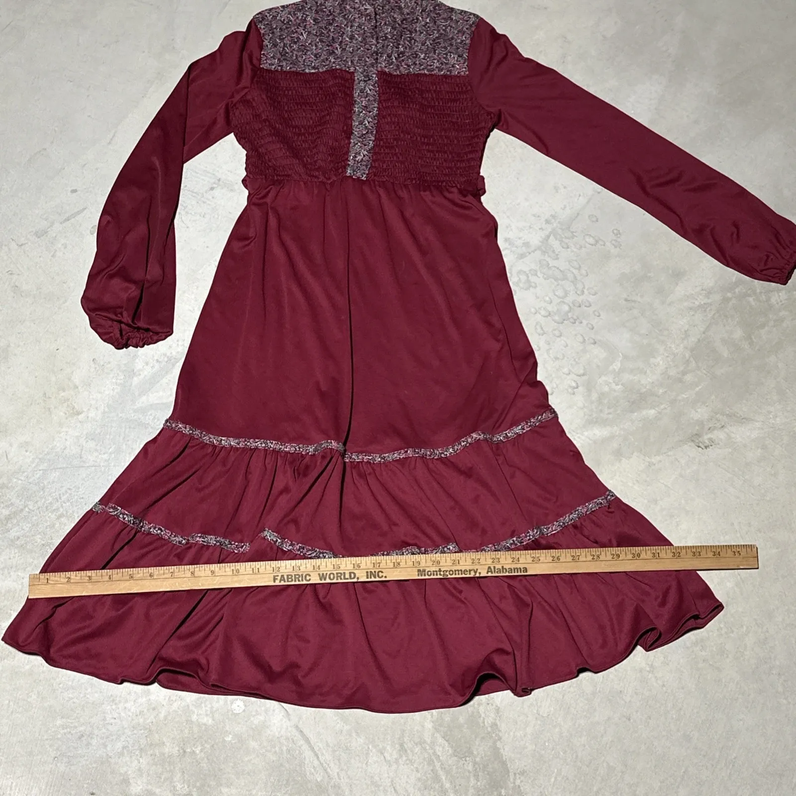 VTG 70's Rags by Kressandra Burgundy Floral Lace Gothic Witchy Dress 11 Vampire Red Size undefined - Image 12