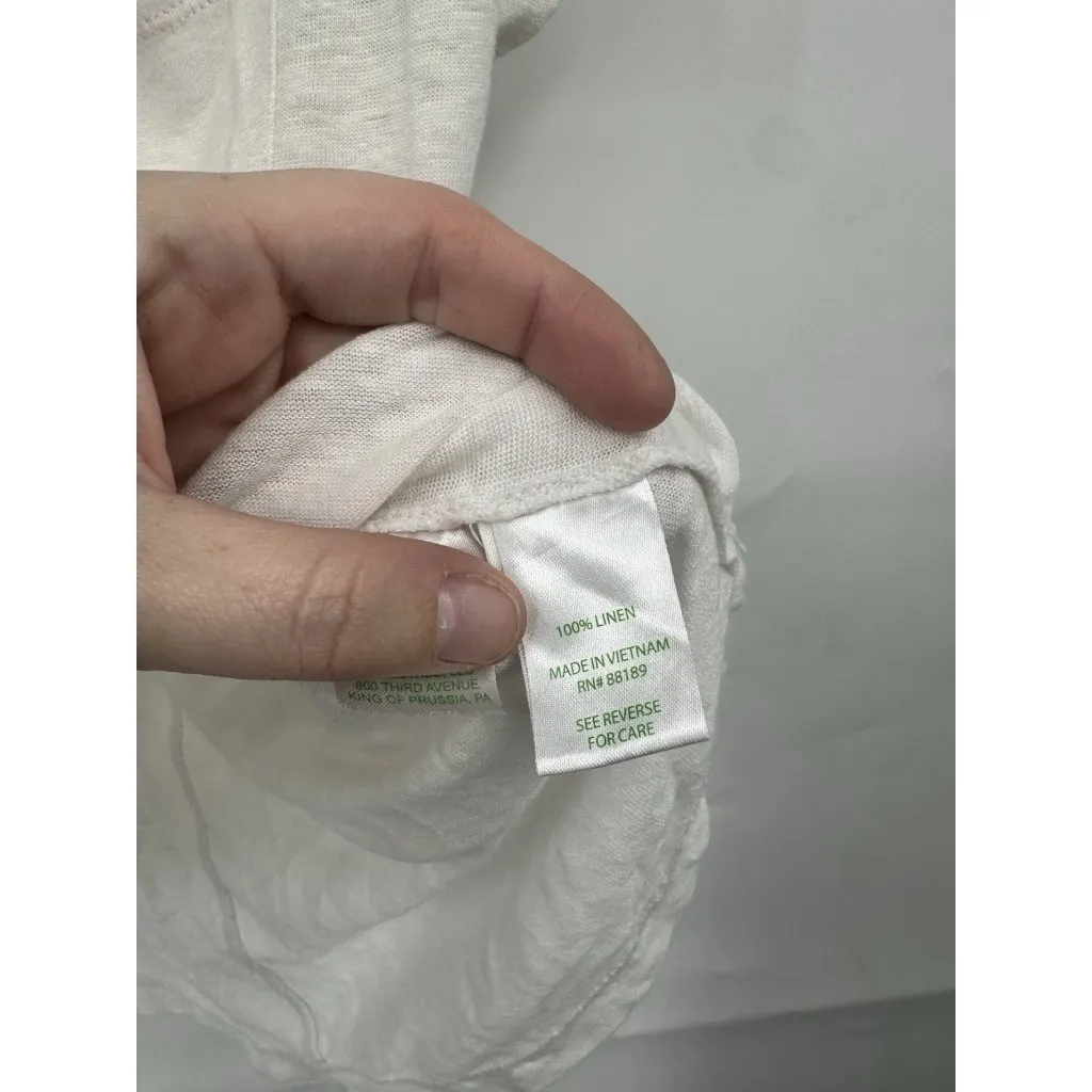 Lilly Pulitzer 100% Linen Top Women XS White Minimalist Beach Coastal Preppy‎ - Image 4