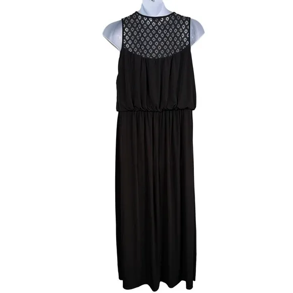 DressBarn‎ Established 1962 Women 16 Embroidery Black Maxi Keyhole Dress Summer - Image 3