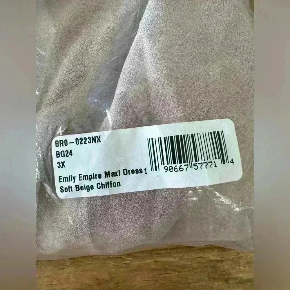 Show Me Your Mumu Emily Empire Maxi Dress ~ Soft Beige Chiffon ~ 3X~NEW IN POLY! - Image 6