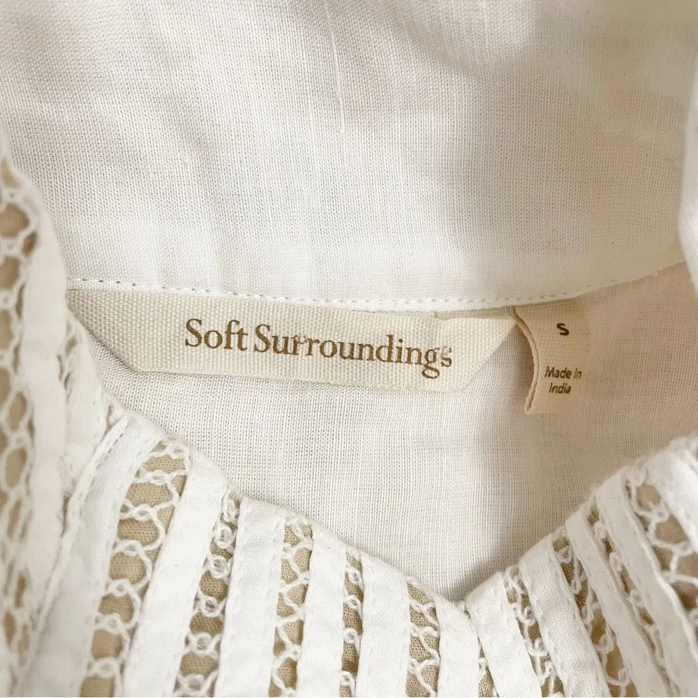 Soft Surroundings Lillith Tunic White Cream Button Front Lace Size Small Cottage - Image 8