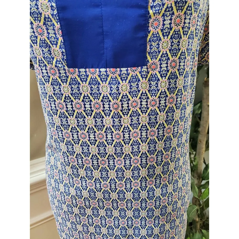Pleione Womens Blue Polyester Short Sleeves Round Neck Knee Length Dress Size S - Image 3