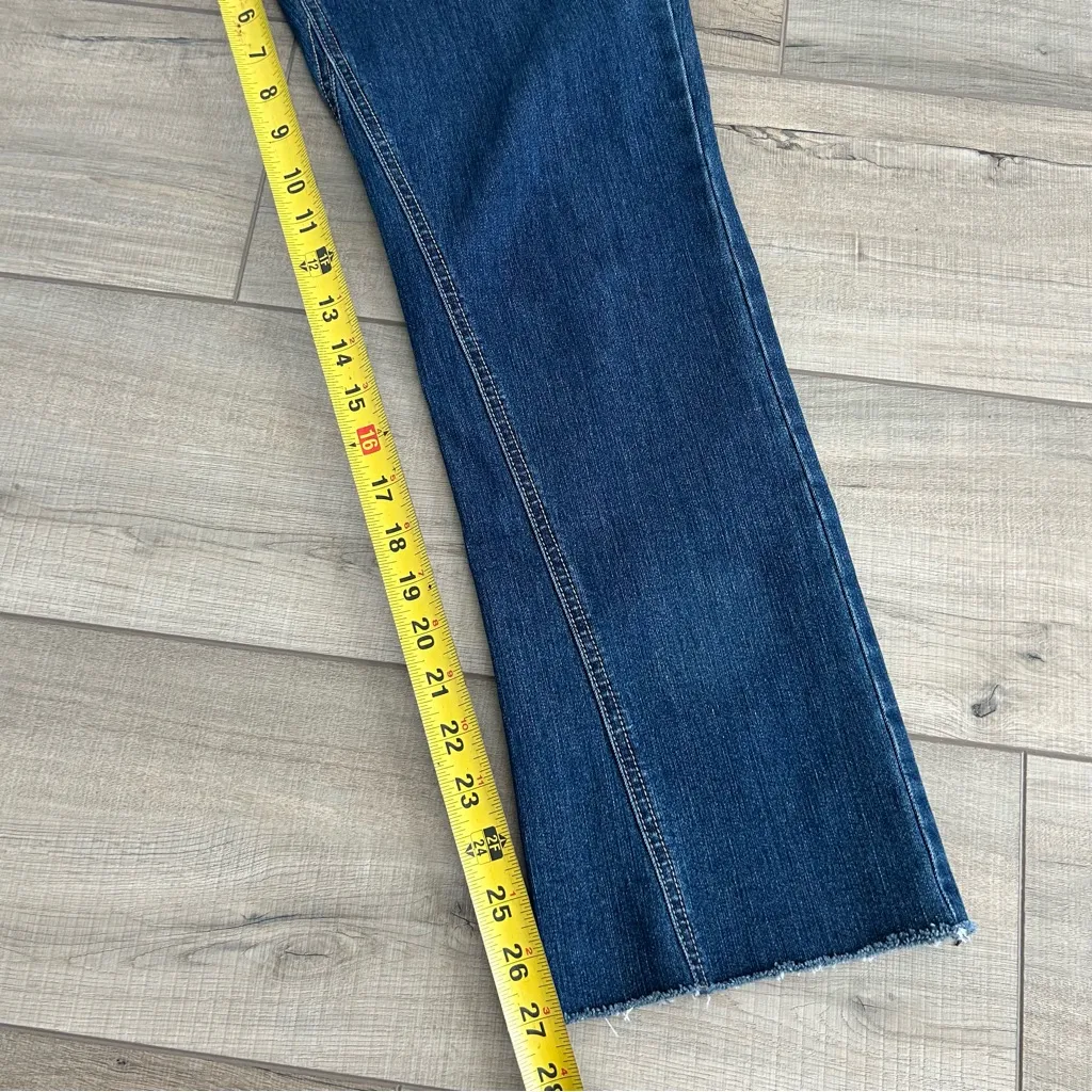 J. McLaughlin Dark Wash Boot Cut High Rise Raw Hem Jeans 8 - Image 8