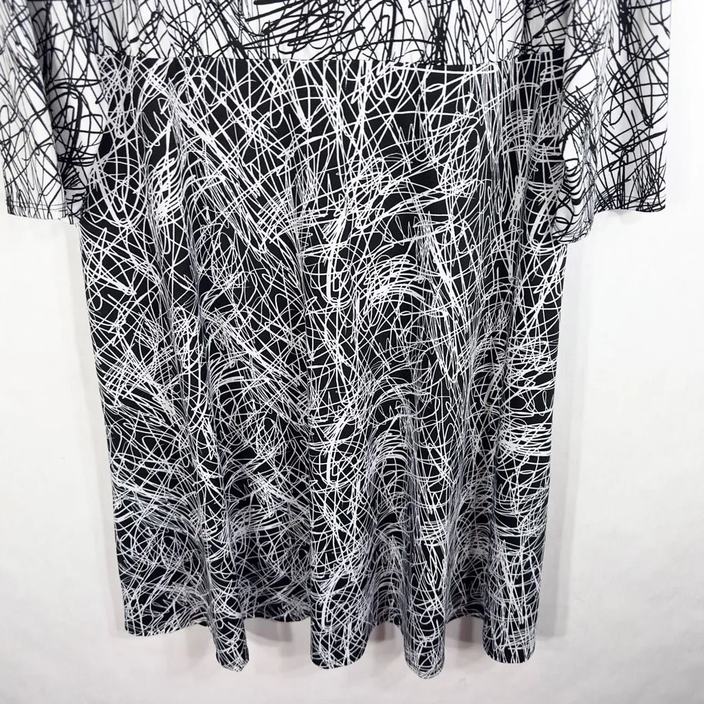 Avenue Plus Size 18W 20W Dress Midi Black White A‎ Line Stretch Keyhole 146 - Image 4