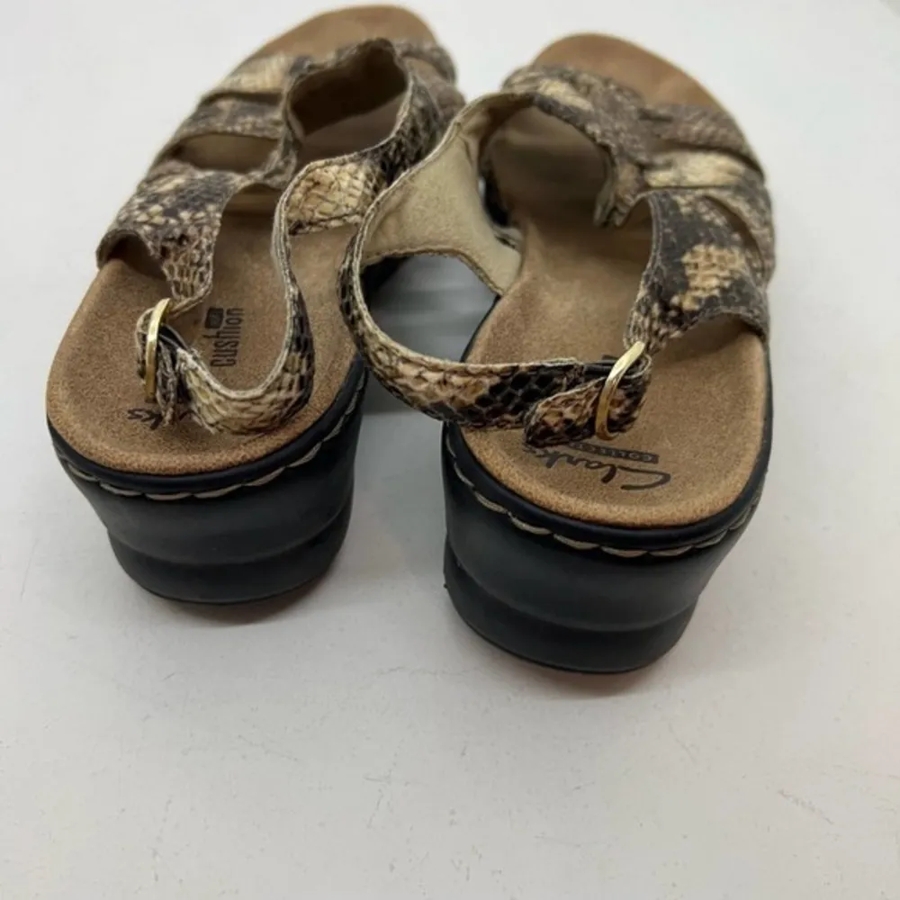 Clarks Lexi Marigold Snake Skin Python Leather Sling Back Sandals strappy size 9 - Image 5