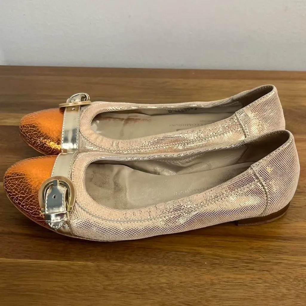 AGL Attilio Giusti Leombruni Womens 37 Cap Toe Icon Ballet Flats Shoes Italian Silver Size 6.5 - Image 4