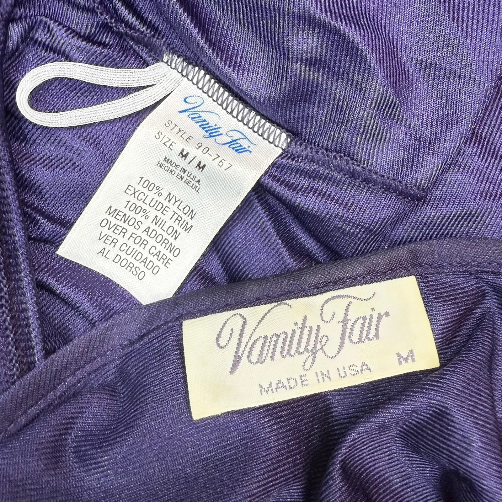 Vintage Vanity Fair 2-Piece Satin Pajama Set Blue Sleepwear‎ Lace Made In USA - Image 7