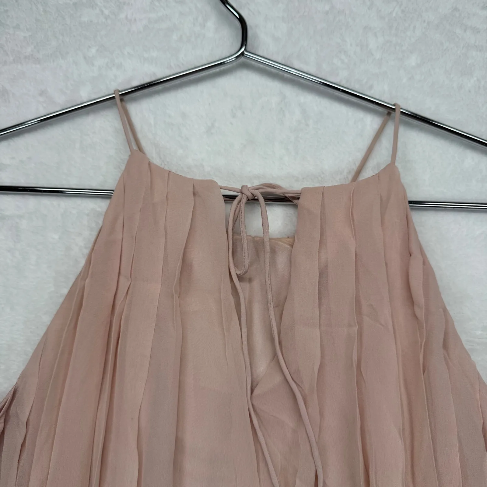 Tibi Silk Maxi Dress Pleated Halter Neck Sleeveless Blush Pink Size 4‎ READ - Image 8