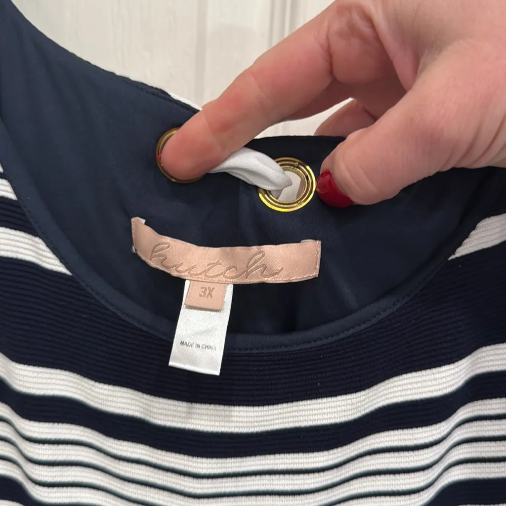 Anthropologie Hutch blue and white stripe fit and flare dress - Image 6