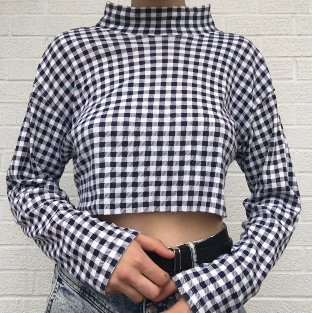 Gingham Mock Neck - Image 2