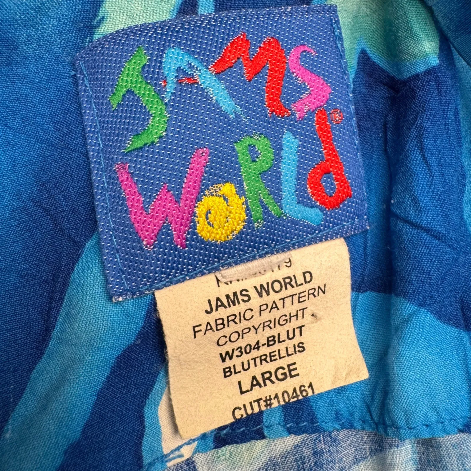 JAMS WORLD Blue Floral Maxi Dress Size Large Tie Dye Tropical Resortwear - Image 5