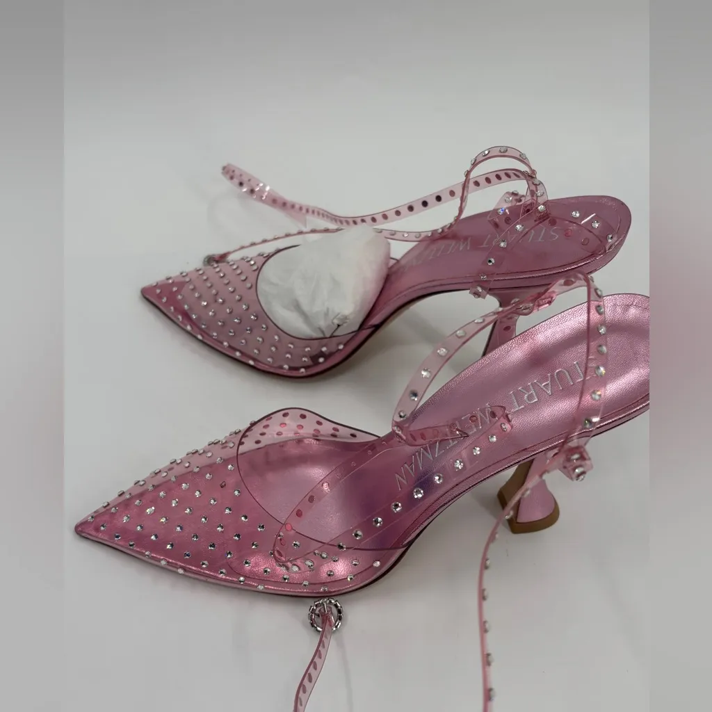 Stuart Weitzman Glam x Curve 100 Wrap Pump in Light Pink/Cotton Candy - Image 9