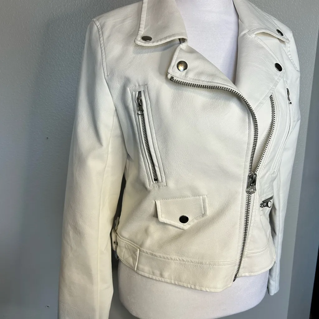 Love Tree Women's Ivory Faux Leather Jacket - Image 2
