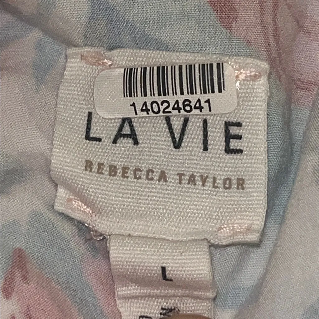 La Vie Rebecca Taylor Long Sleeve Paint Garden Dress in Blue L $295 - Image 11