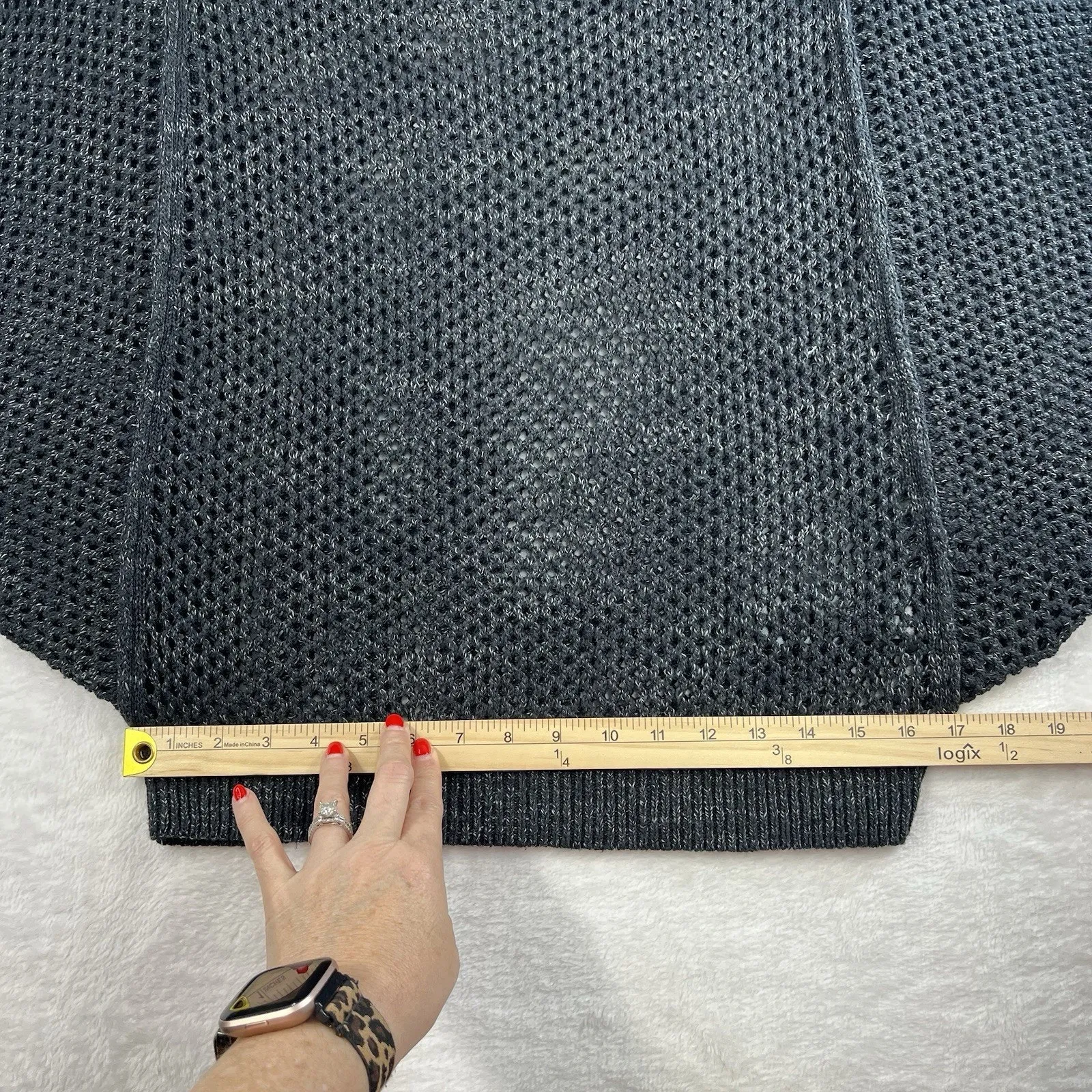 Anthropologie Pilcro Open Stitch Crew Neck Sweater Gray Slouchy Oversized Knit - Image 12